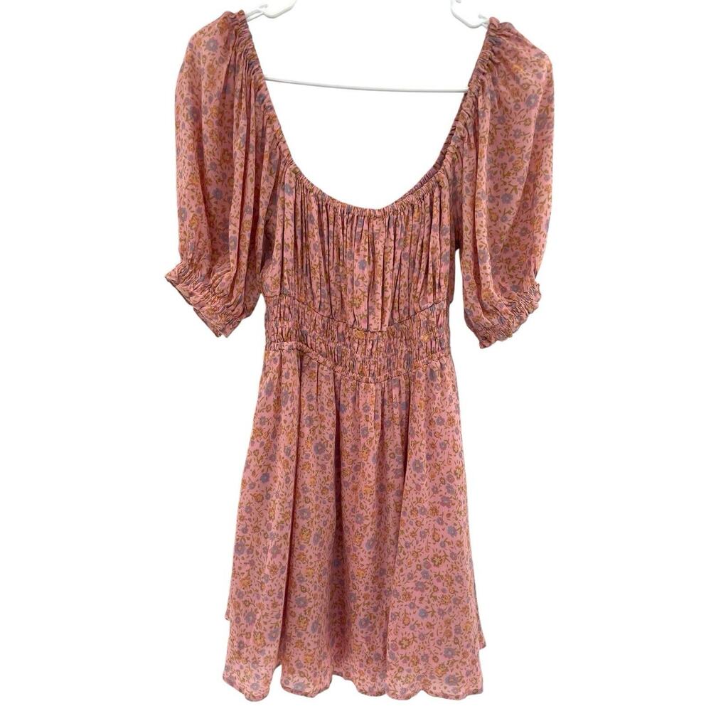 Spell and The Gypsy Collective Rae Mini Dress Size XS Dusty Pink Floral Smocked - Picture 3 of 16